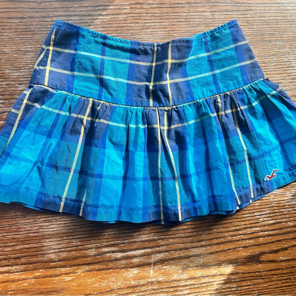 Hollister Teal and Navy Plaid Skirt